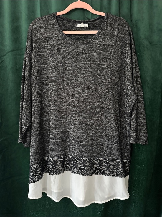 Maurices Tops - Gray Layered Lace-Hem Women's Top